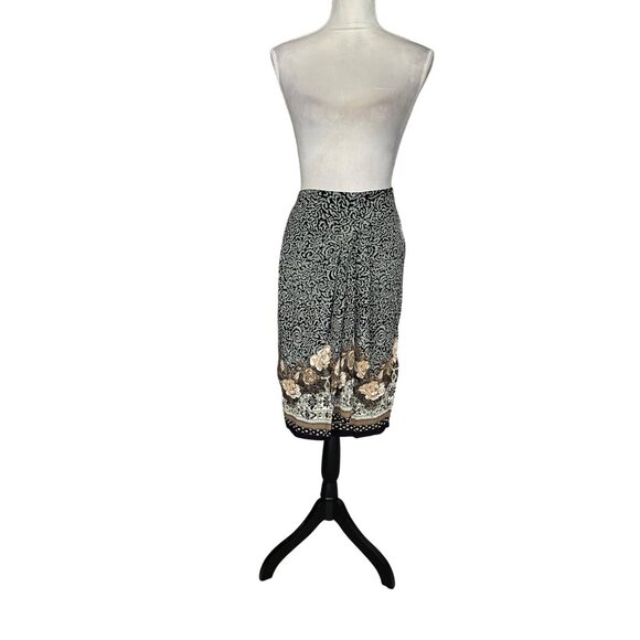 Vintage Faux Wrap Skirt Pleated Front Bohemian Floral Print Unique Classy W28" - Picture 7 of 9